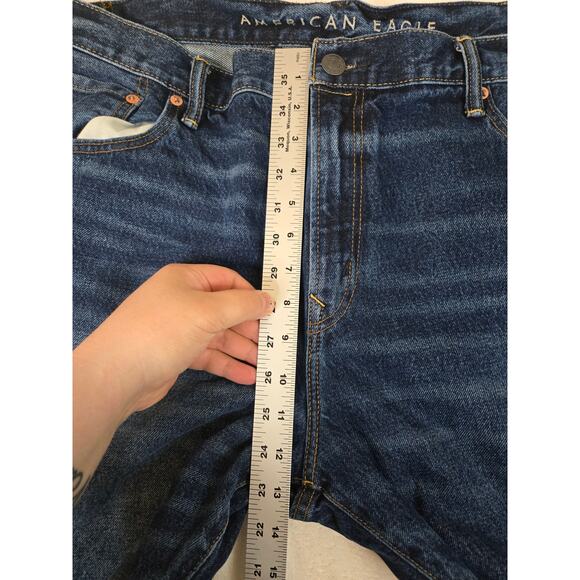 American Eagle Mens 42x32 Jeans Original Bootcut Dark Wash Denim Pants 0786 - Picture 4 of 10